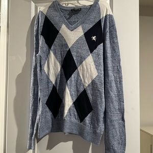 Men’s large Express checkered v-neck long sleeve sweater